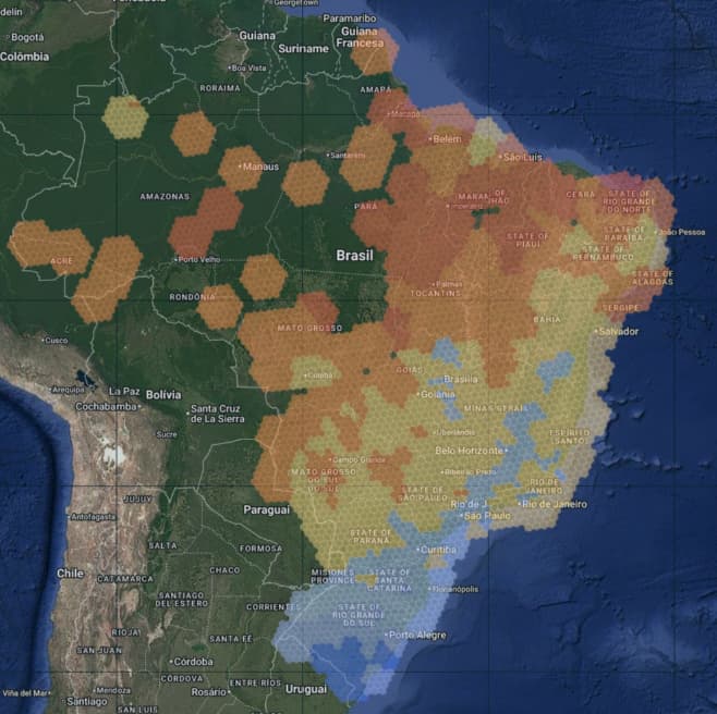 Heat map and historical climate data for Brazil
